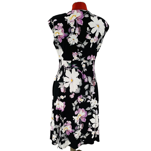 Chaps M casual dress pullover sleeveless v-neck purple & white floral springtime - Picture 4 of 7